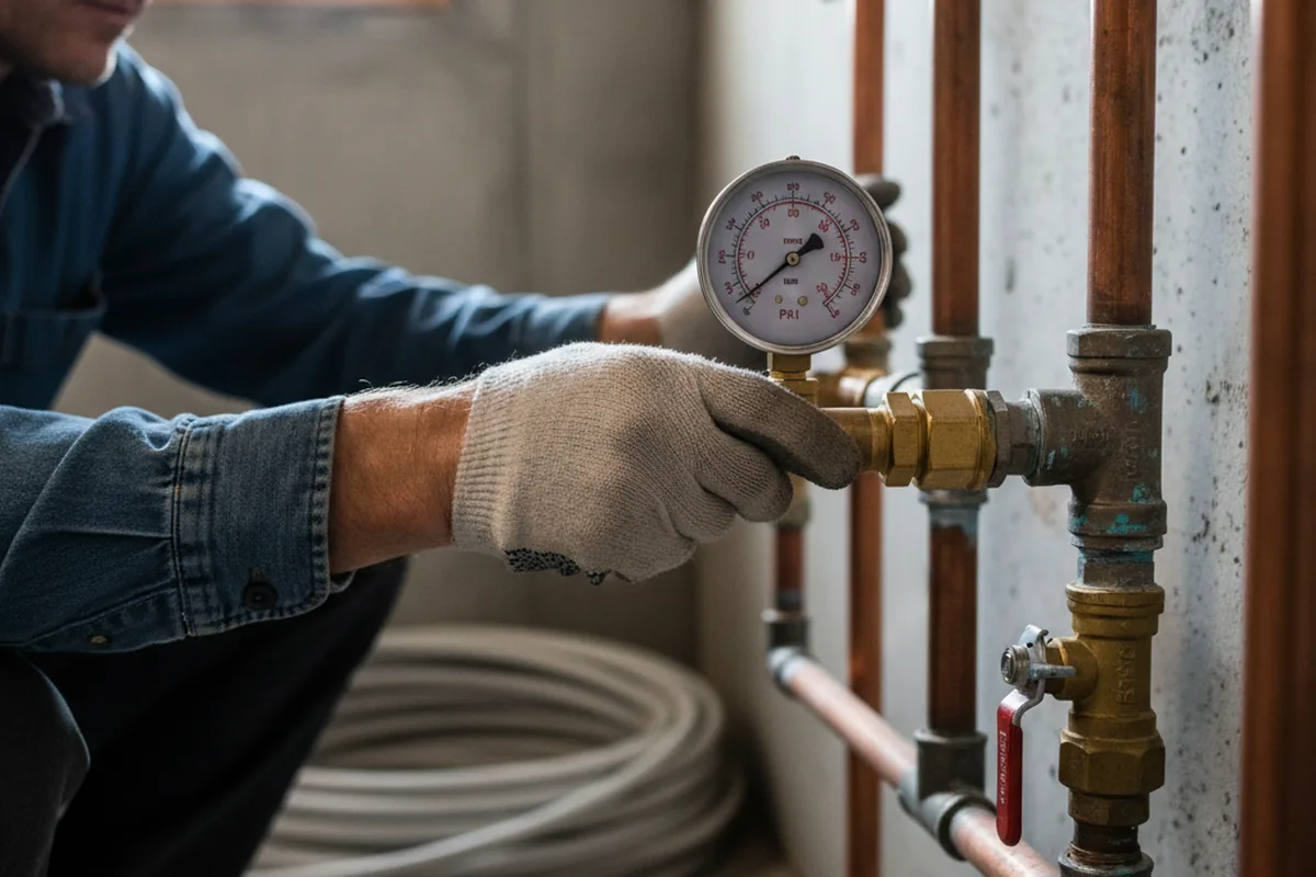 Pressure testing a repaired line during Water Line Repair in Belle Plaine
