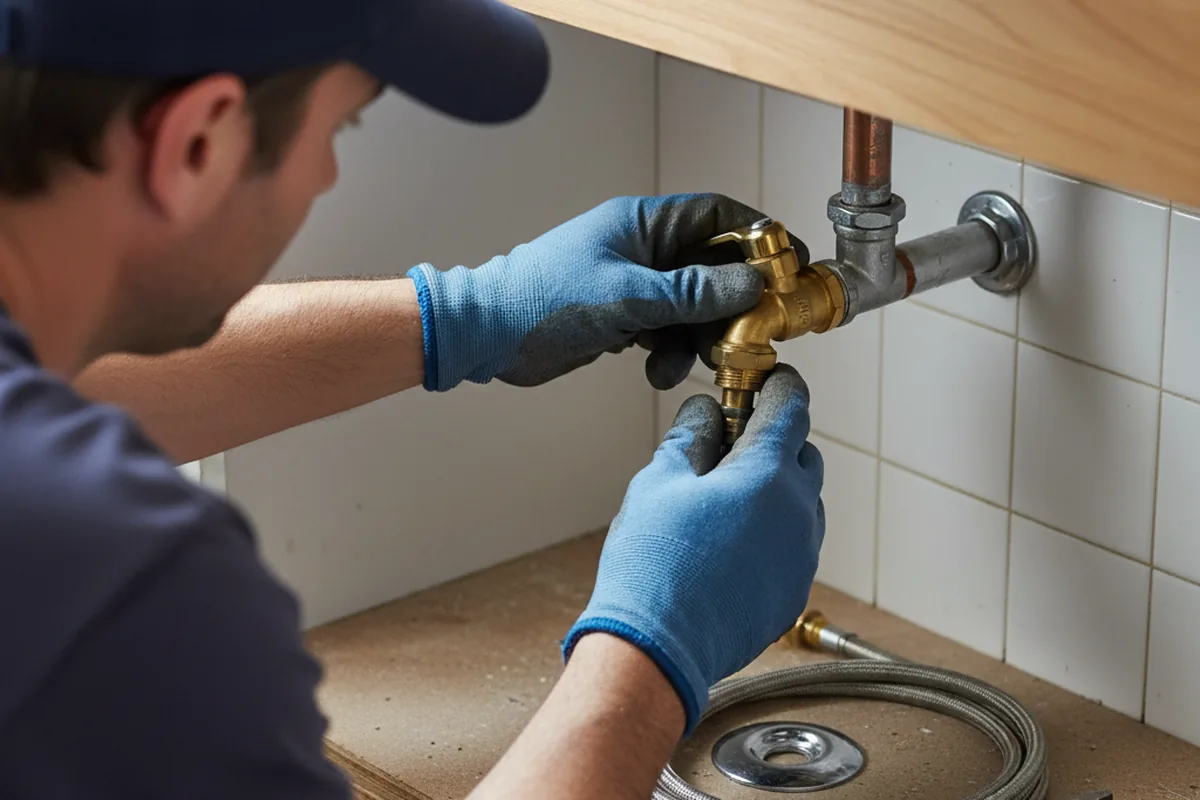 Shutoff valve and fitting work during Burst Pipe Repair in Belle Plaine